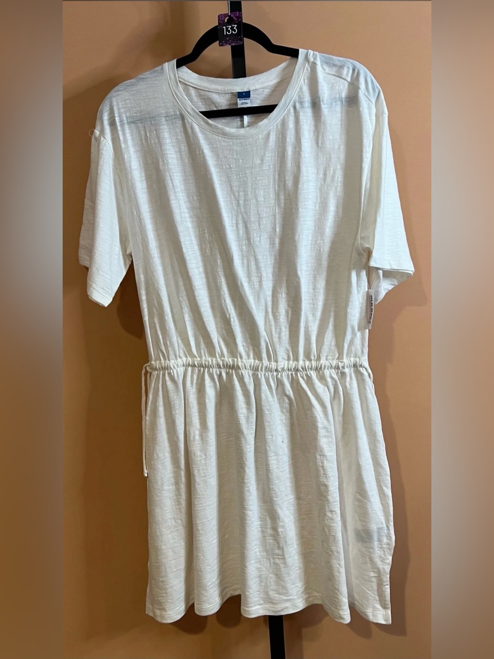Old Navy White Short Sleeve Crew Neck Tee-Shirt Dress